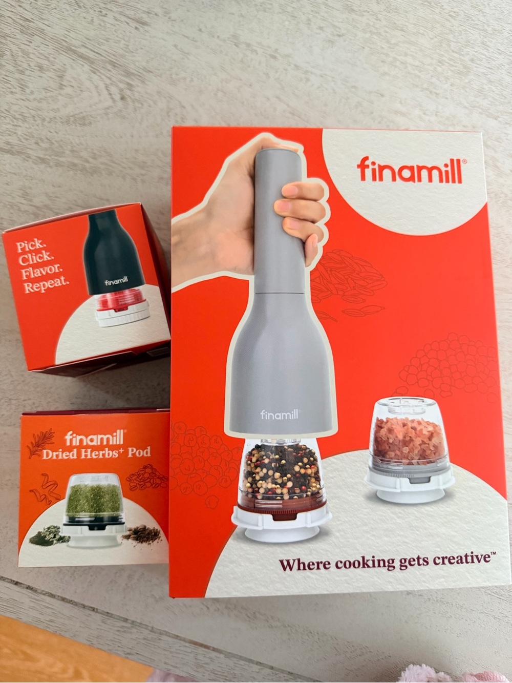 Finamill Electric Spice Grinder in Gray - Compact Home Kitchen Grinder